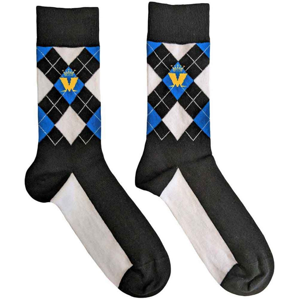 Chaussettes courtes unisexe Madness : Crown & M Blue Diamond (Noir) (Taille UK 7 - 11)