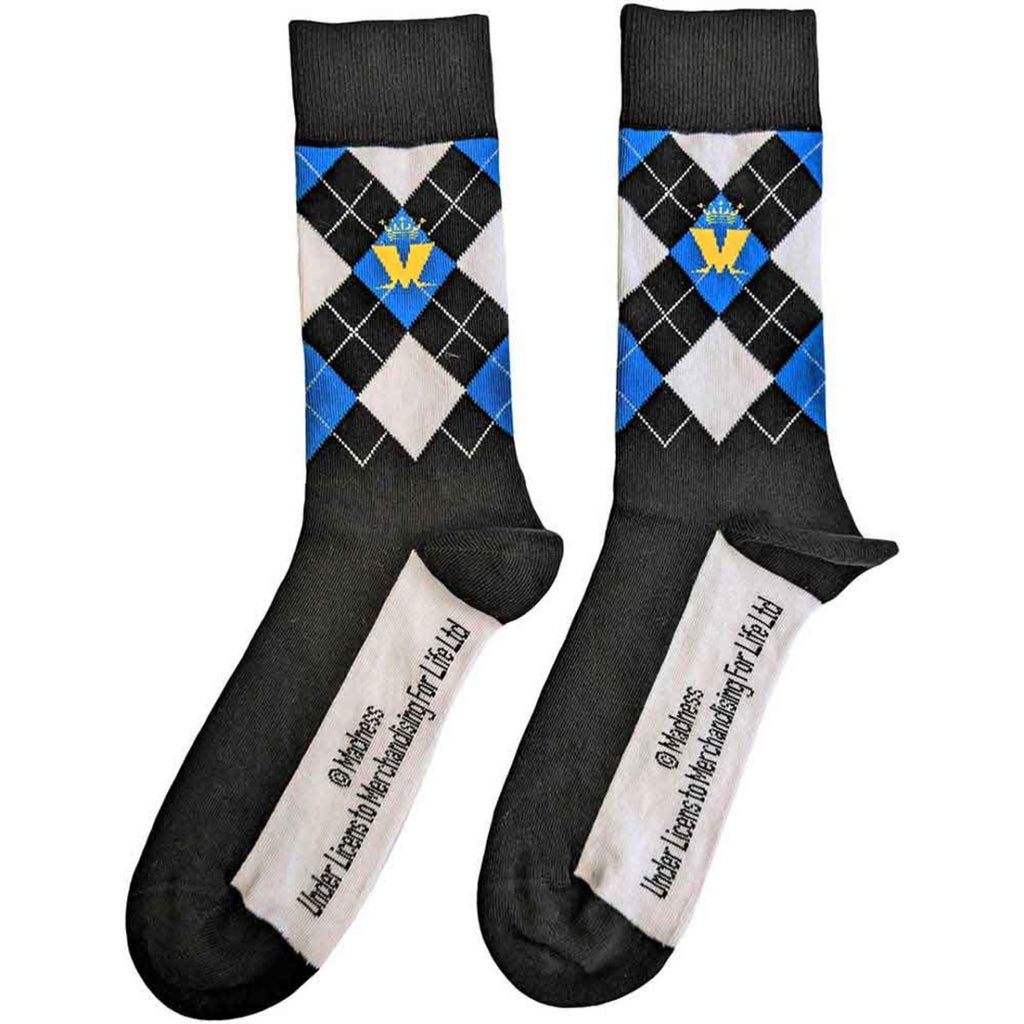 Chaussettes courtes unisexe Madness : Crown & M Blue Diamond (Noir) (Taille UK 7 - 11)