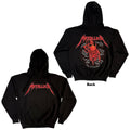 Sweat à capuche unisexe Metallica : Crâne Hurlant Rouge (Imprimé Dos)