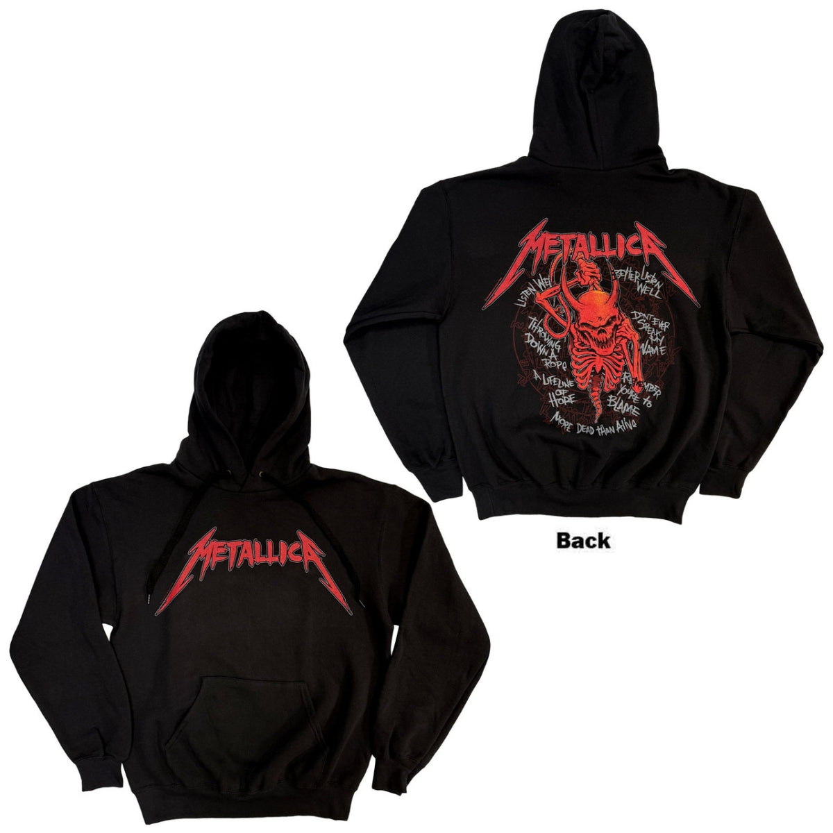 Metallica Unisex Hoodie: Skull Screaming Red (Back Print)