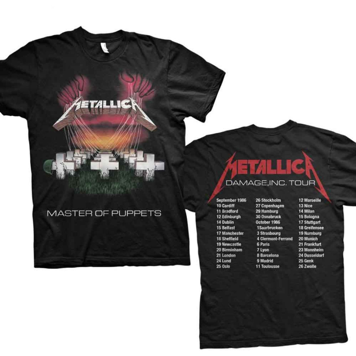 Metallica - Master of Puppets European Tour '86. (Back Print) - black