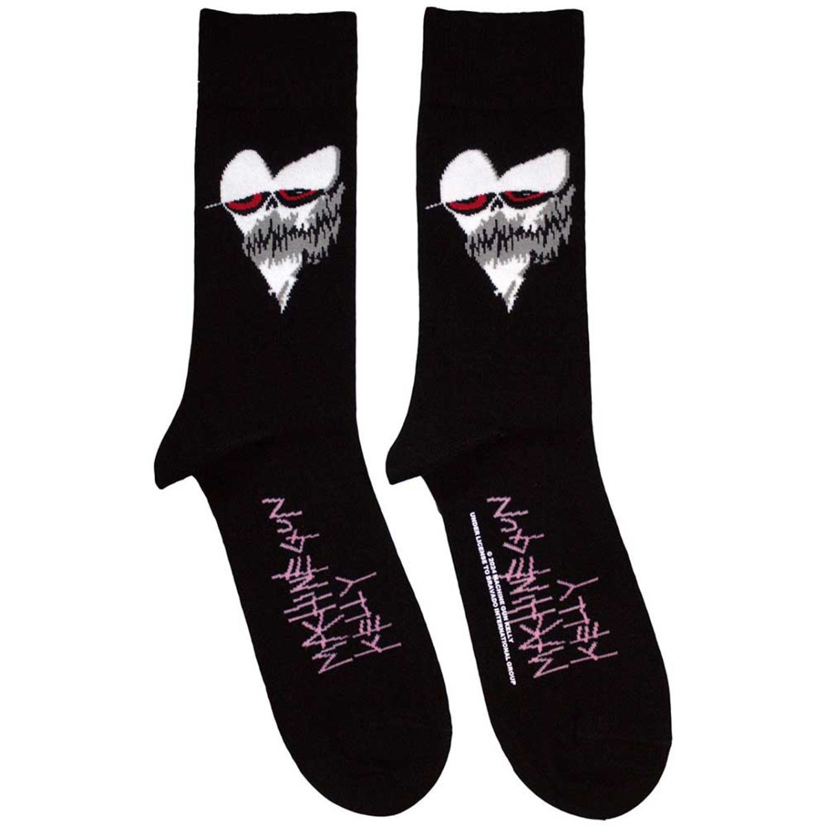 Machine Gun Kelly Chaussettes de Cheville Unisexe : Visage Coeur (Noir)