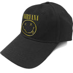 Casquette de baseball unisexe Nirvana : Logo et Happy Face (Noir)