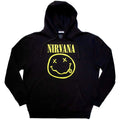 Nirvana Unisex Hoodie: Yellow Happy Face - black