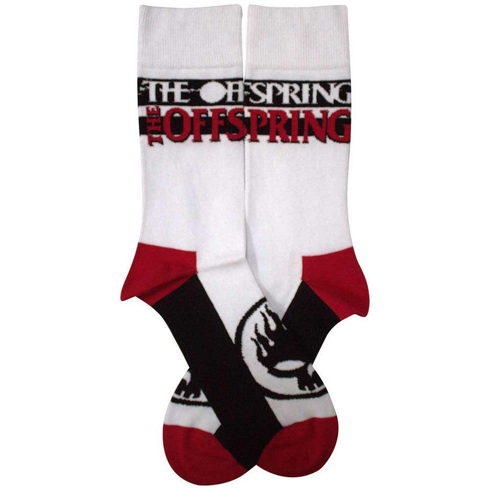 Chaussettes Chevilles Unisexe The Offspring : Logo Tête de Mort Enflammée (Blanc) (Taille UK 7 - 11)