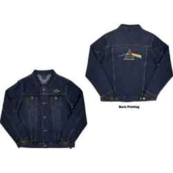 Pink Floyd Unisex Denim Jacket: Dark Side of the Moon Oval (Back Print) - denim blue