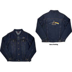 Pink Floyd Unisex Denim Jacket: Dark Side of the Moon Oval (Back Print) - denim blue