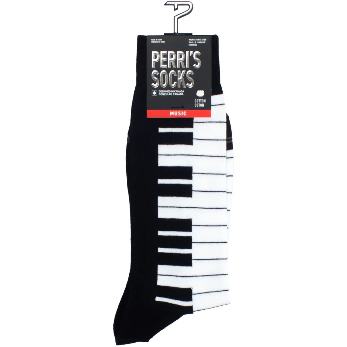 Perri's Unisex Crew Socks: Piano (Black) (EU Size 40 - 45)