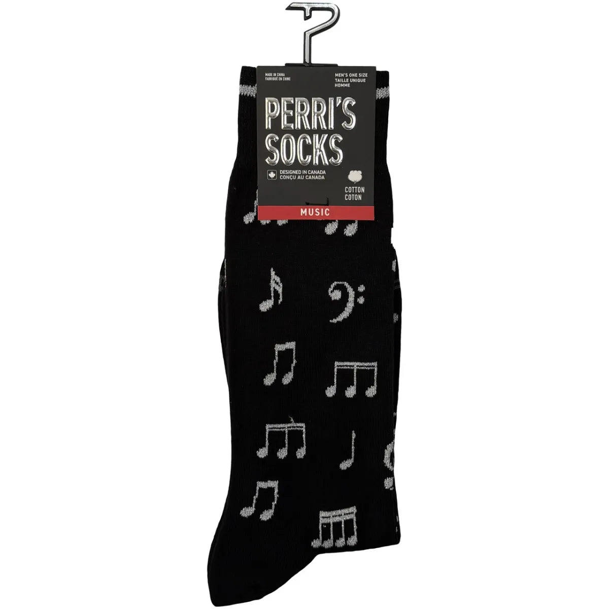 Perri's Unisex Crew Socks: Musical Notes (Black) (EU Size 40 - 45)