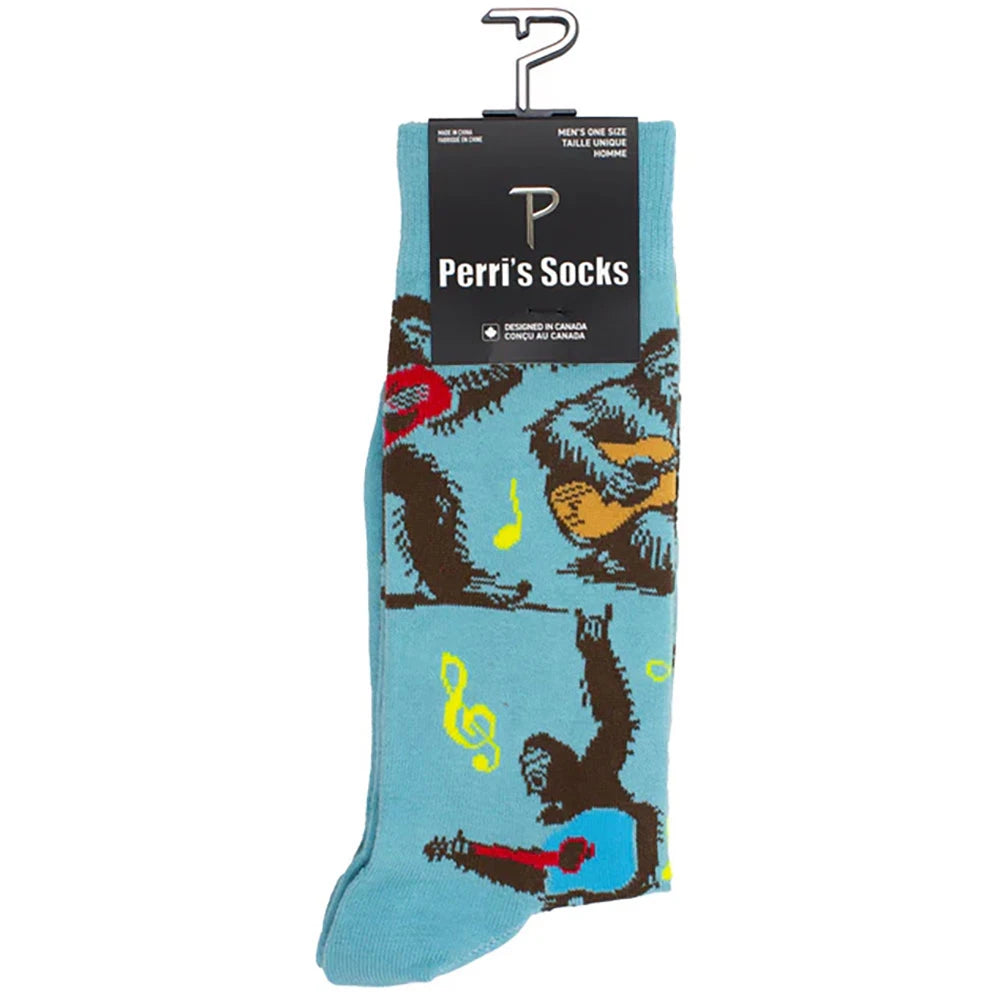Perri's Unisex Crew Socks: Monkeys (Blue) (EU Size 40 - 45)