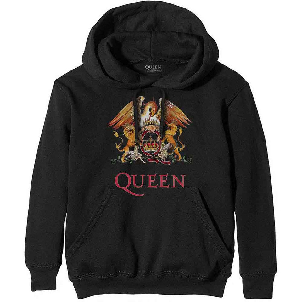 Queen Unisex Hoodie: Classic Crest - black