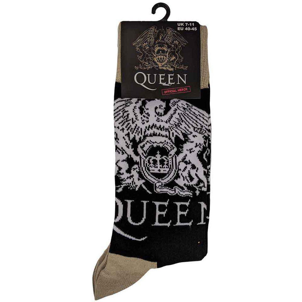 Chaussettes Courtes Unisexe Queen : Blason & Logo (Noir) (Taille UK 7 - 11)