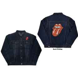 Veste en jean unisexe The Rolling Stones : Classic Tongue (impression au dos) - bleu denim
