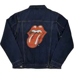 Veste en jean unisexe The Rolling Stones : Classic Tongue (impression au dos) - bleu denim