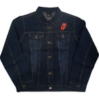 The Rolling Stones Unisex Denim Jacket: Classic Tongue (Back Print) - denim blue