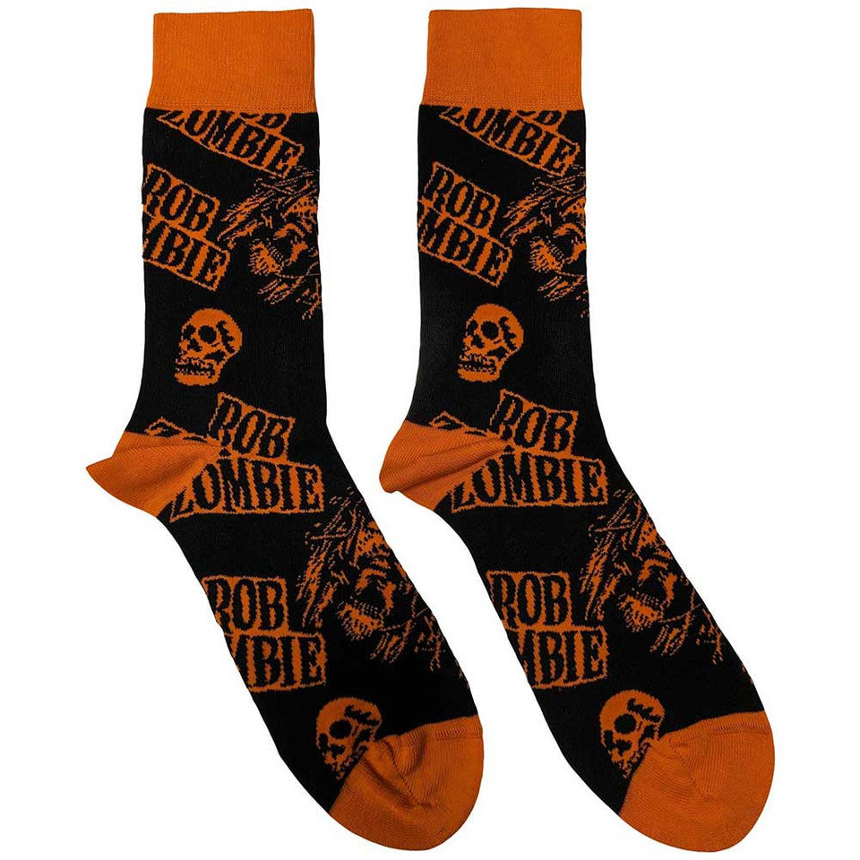 Chaussettes courtes unisexe Rob Zombie : Skull Face Orange (Noir) (Taille UK 7 - 11)