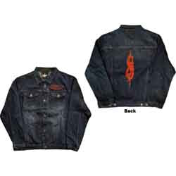 Slipknot Unisex Denim Jacket: Tribal Logo (Back Print) - denim blue