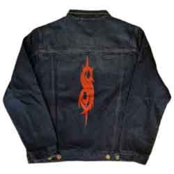 Slipknot Unisex Denim Jacket: Tribal Logo (Back Print) - denim blue