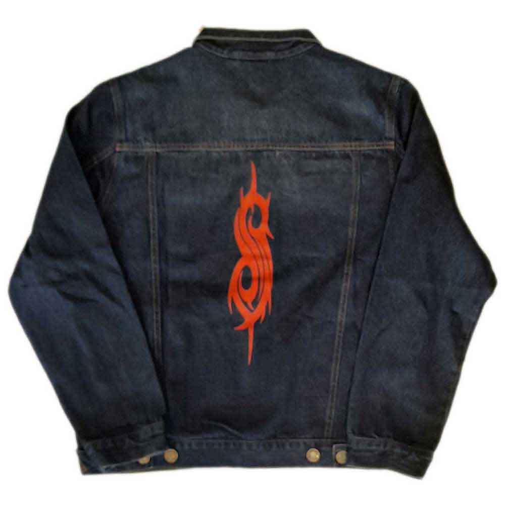 Slipknot Unisex Denim Jacket: Tribal Logo (Back Print) - denim blue