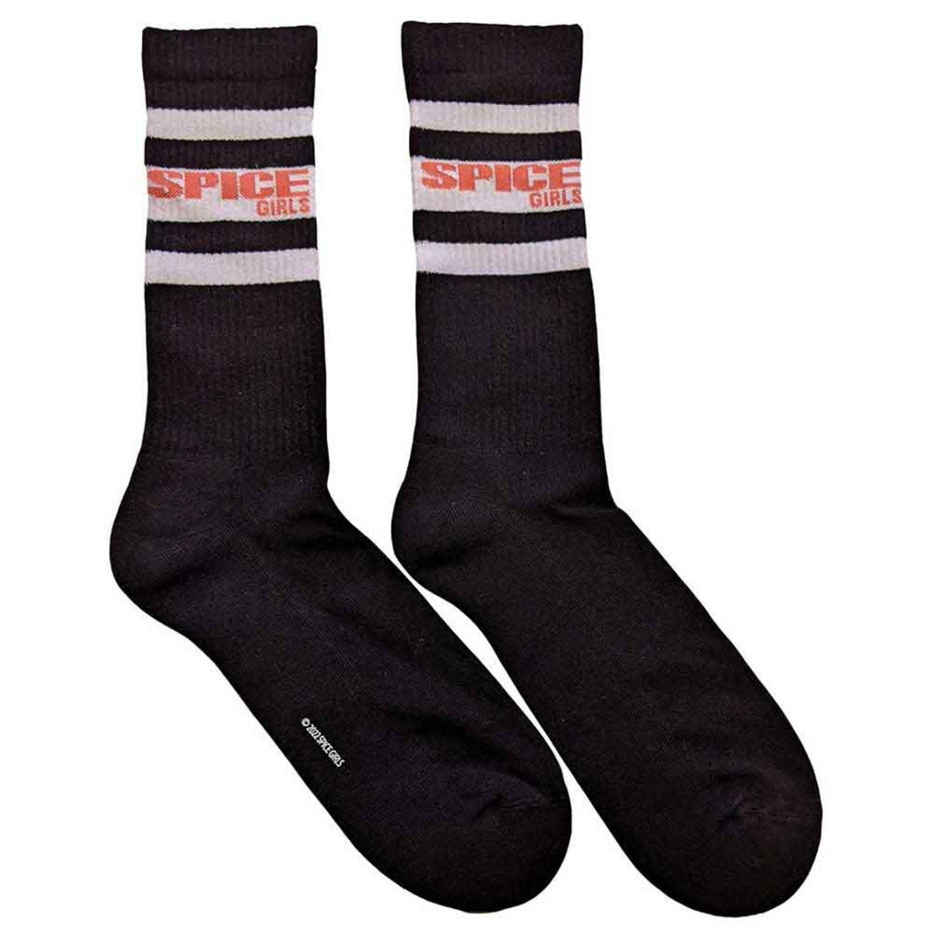 Chaussettes Mi-Mollet Unisexe The Spice Girls : Logo et Rayures (Noir) (Taille UK 7 - 11)