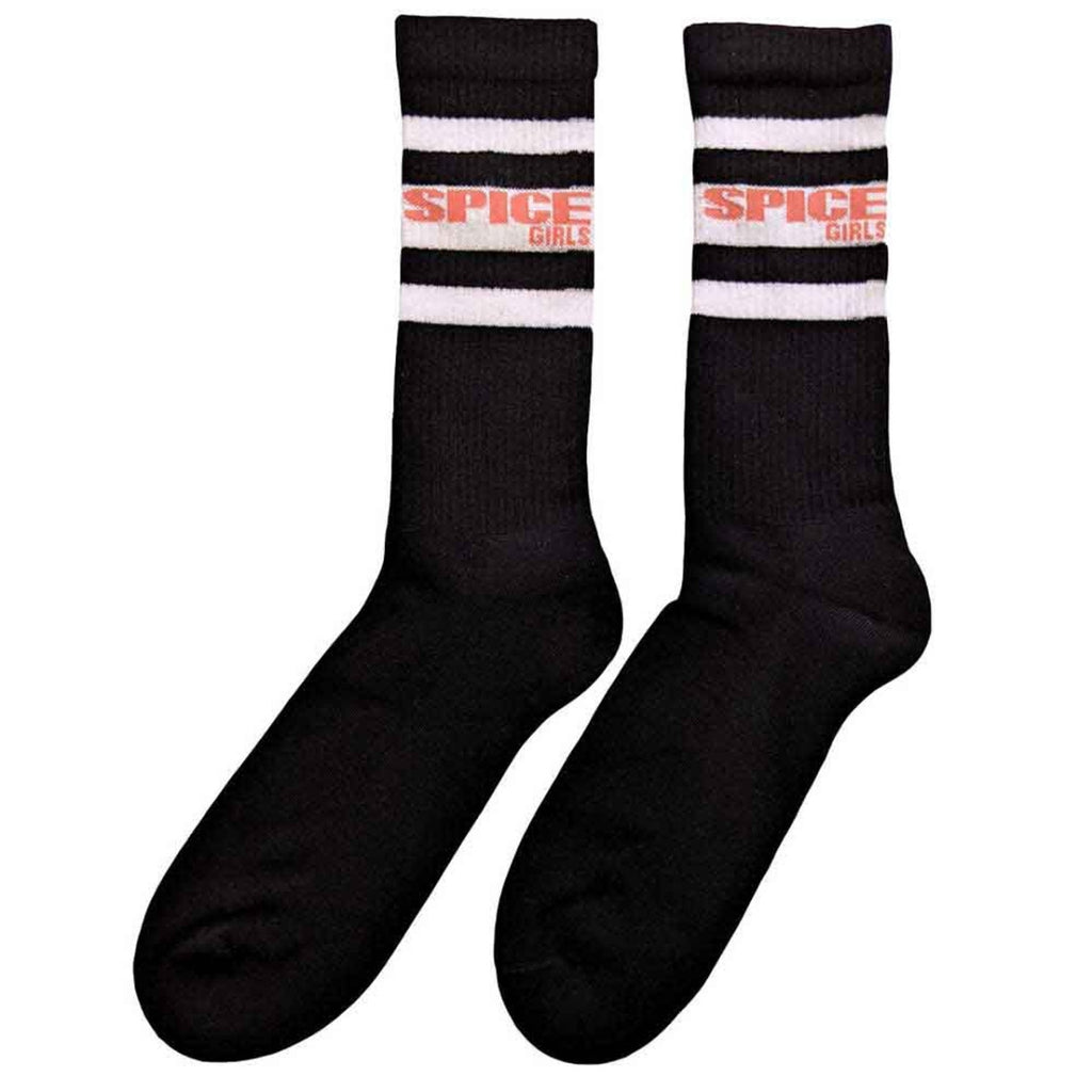 Chaussettes Mi-Mollet Unisexe The Spice Girls : Logo et Rayures (Noir) (Taille UK 7 - 11)