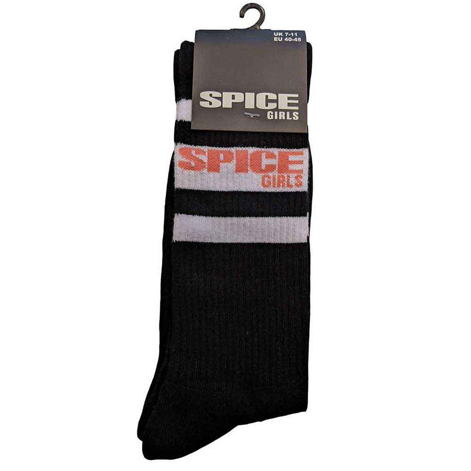 Chaussettes Mi-Mollet Unisexe The Spice Girls : Logo et Rayures (Noir) (Taille UK 7 - 11)
