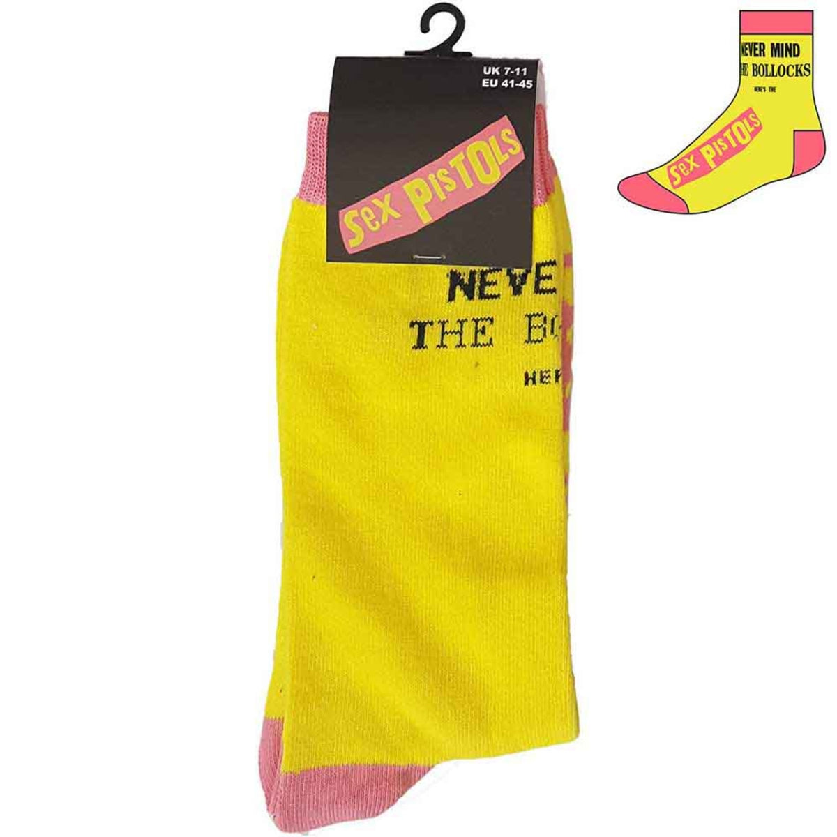 Chaussettes Courtes Unisexes The Sex Pistols : Never Mind the Bollocks (Jaunes) (Taille britannique 7 - 11)