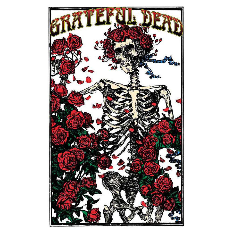 Affiche textile Grateful Dead : Squelette et Rose