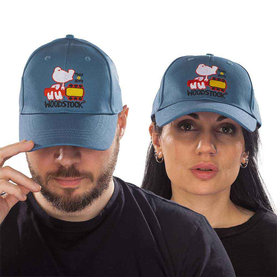 Casquette de baseball unisexe Woodstock : logo (bleu denim)
