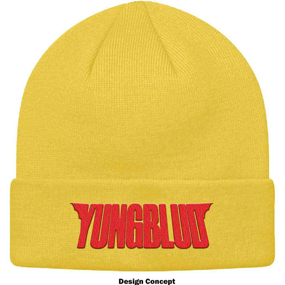 Yungblud Unisex Beanie Hat: Red Logo (Yellow)