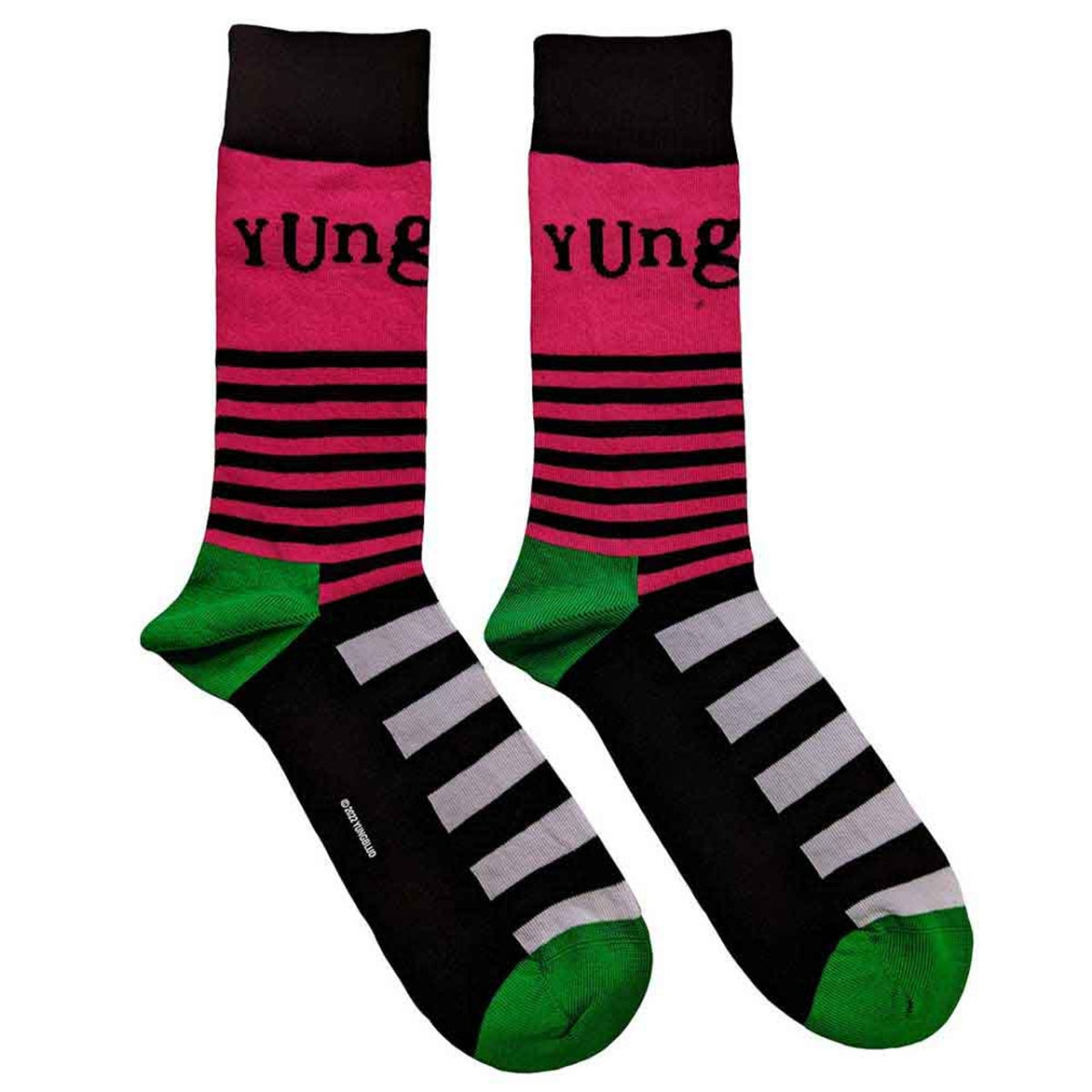 Chaussettes de cheville unisexe Yungblud : Logo et rayures (noir) (taille britannique 7 - 11)