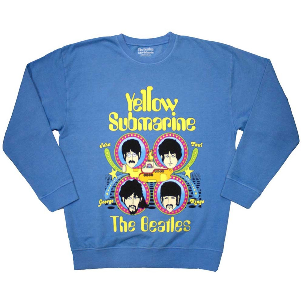 Sweat-shirt The Beatles : Yellow Submarine Heads In Circles - bleu